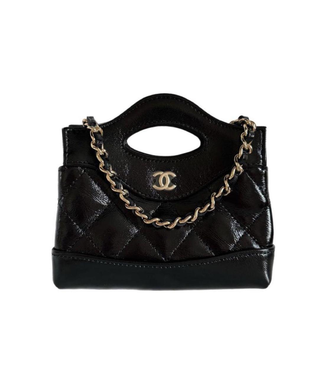 CHANEL Черная сумка с короткими ручками из лакированной кожи, фото 1