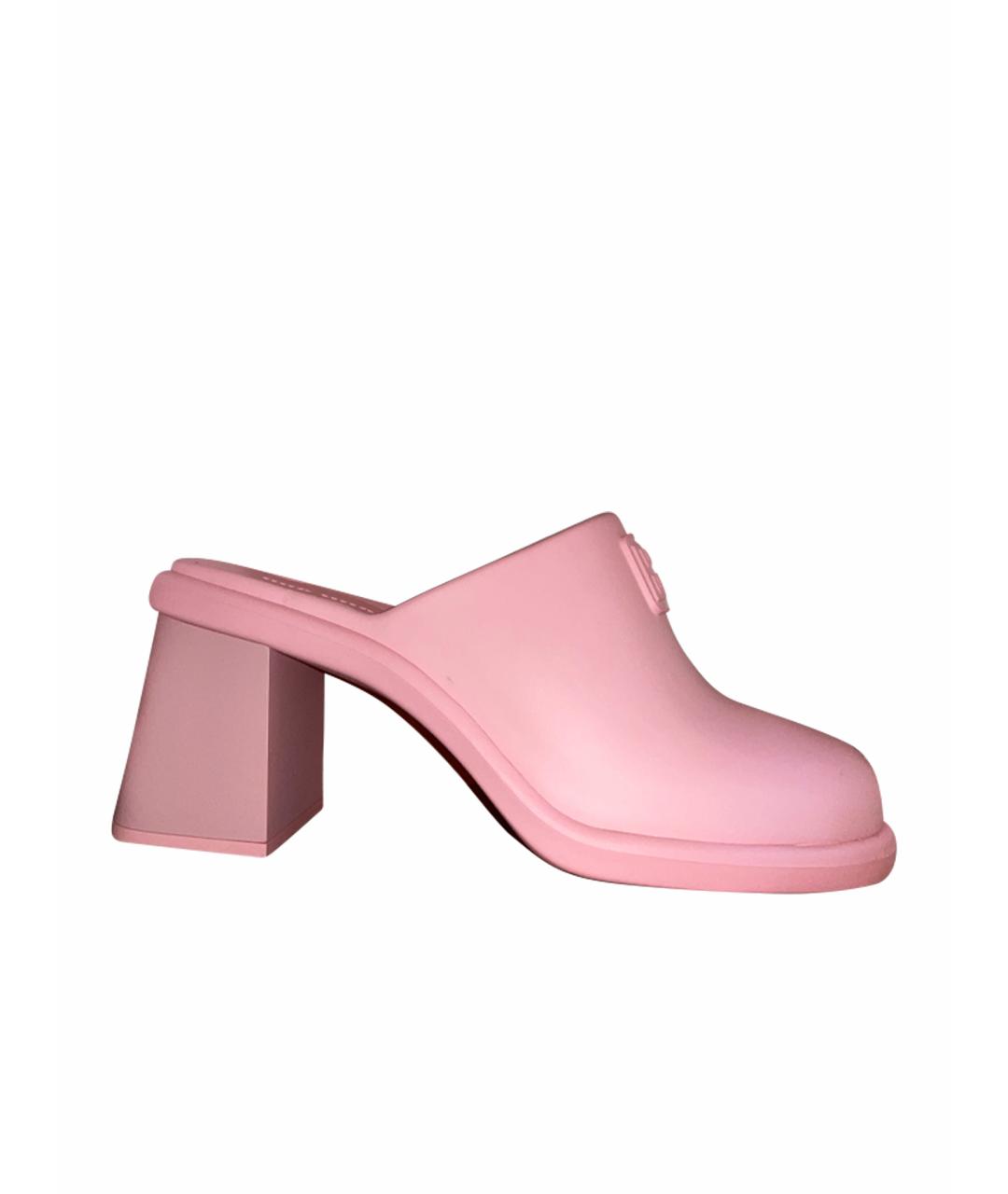 MIU MIU Розовые резиновые мюли, фото 1