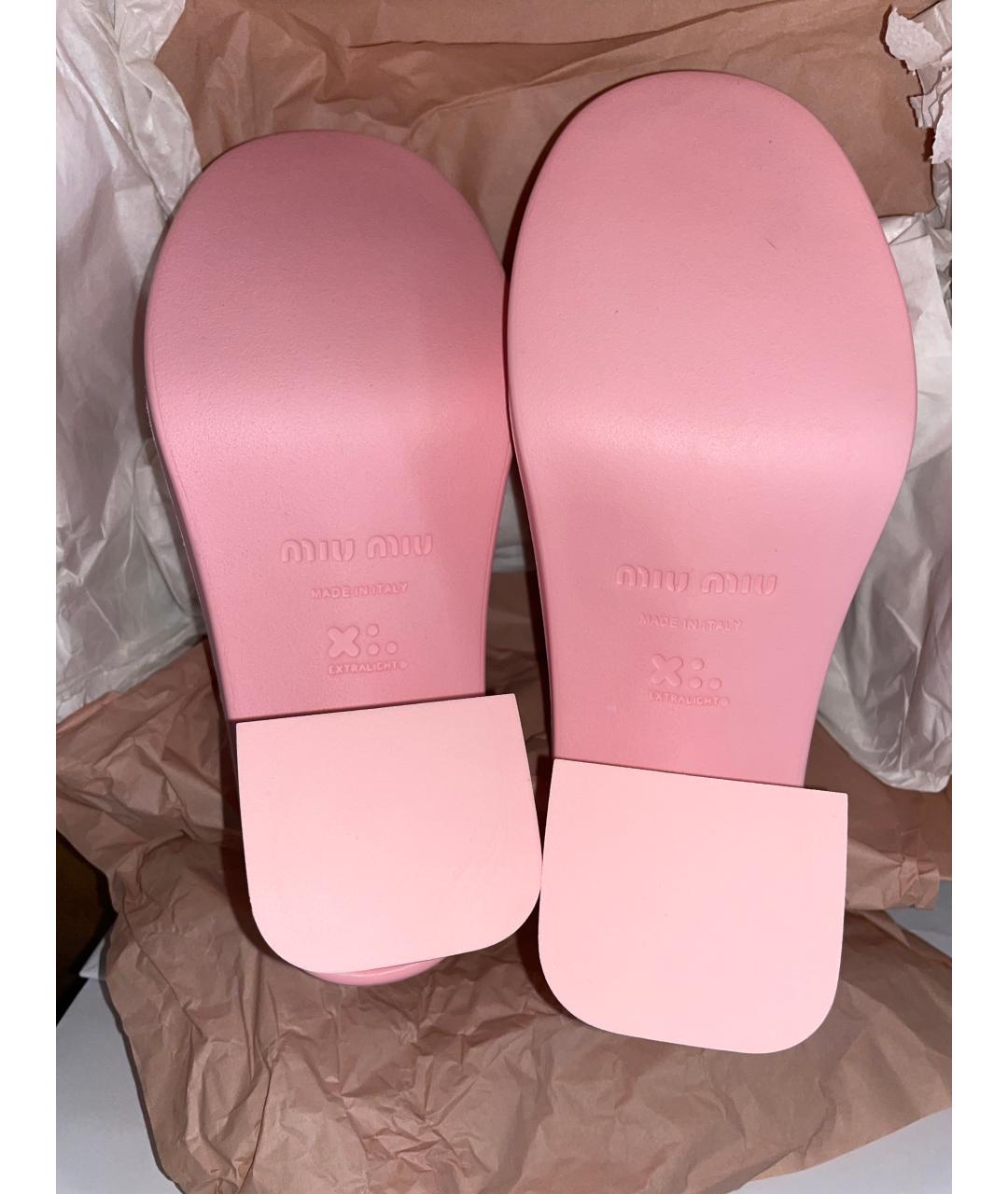MIU MIU Розовые резиновые мюли, фото 5