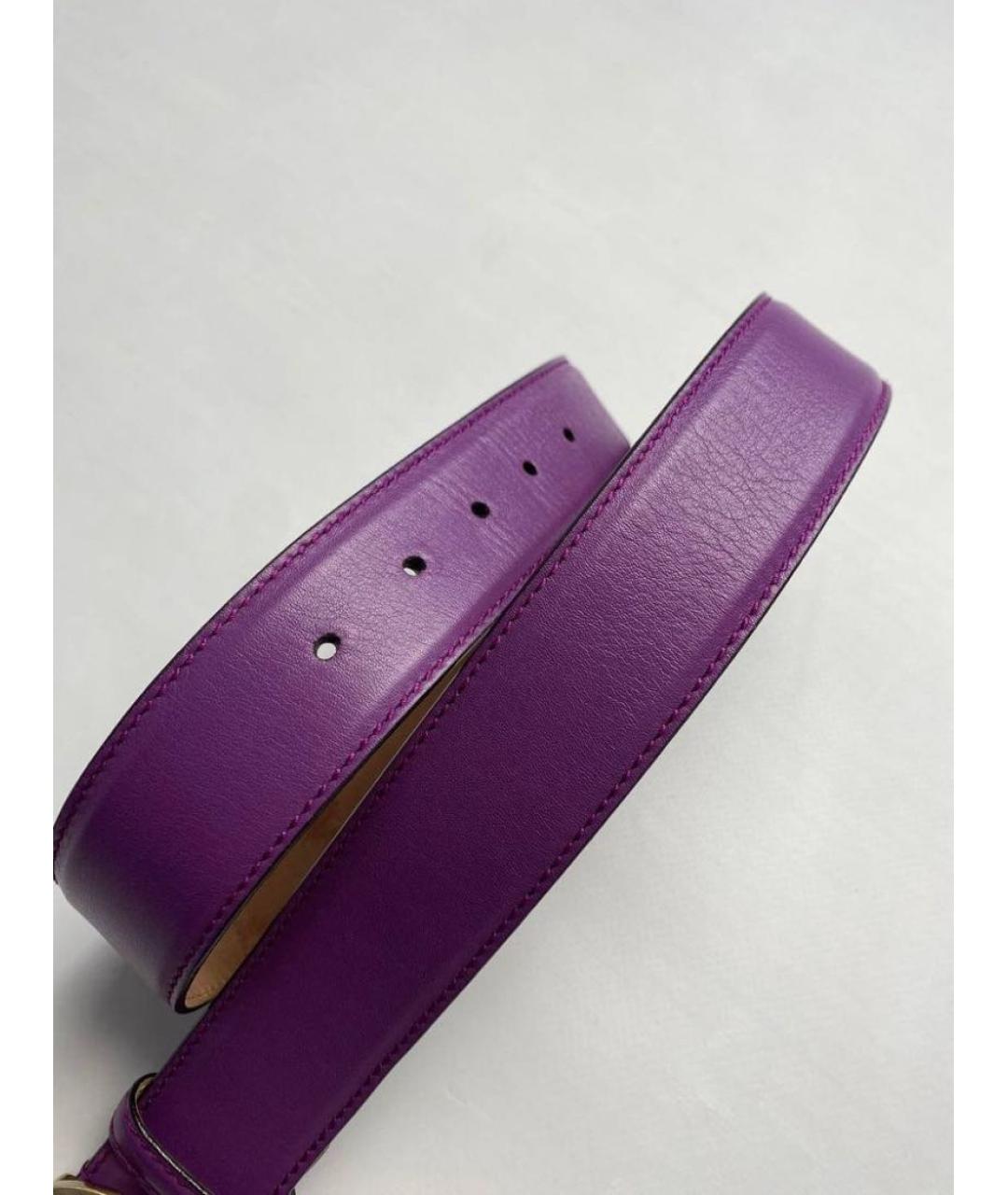 GUCCI Фиолетовый кожаный ремень, фото 4