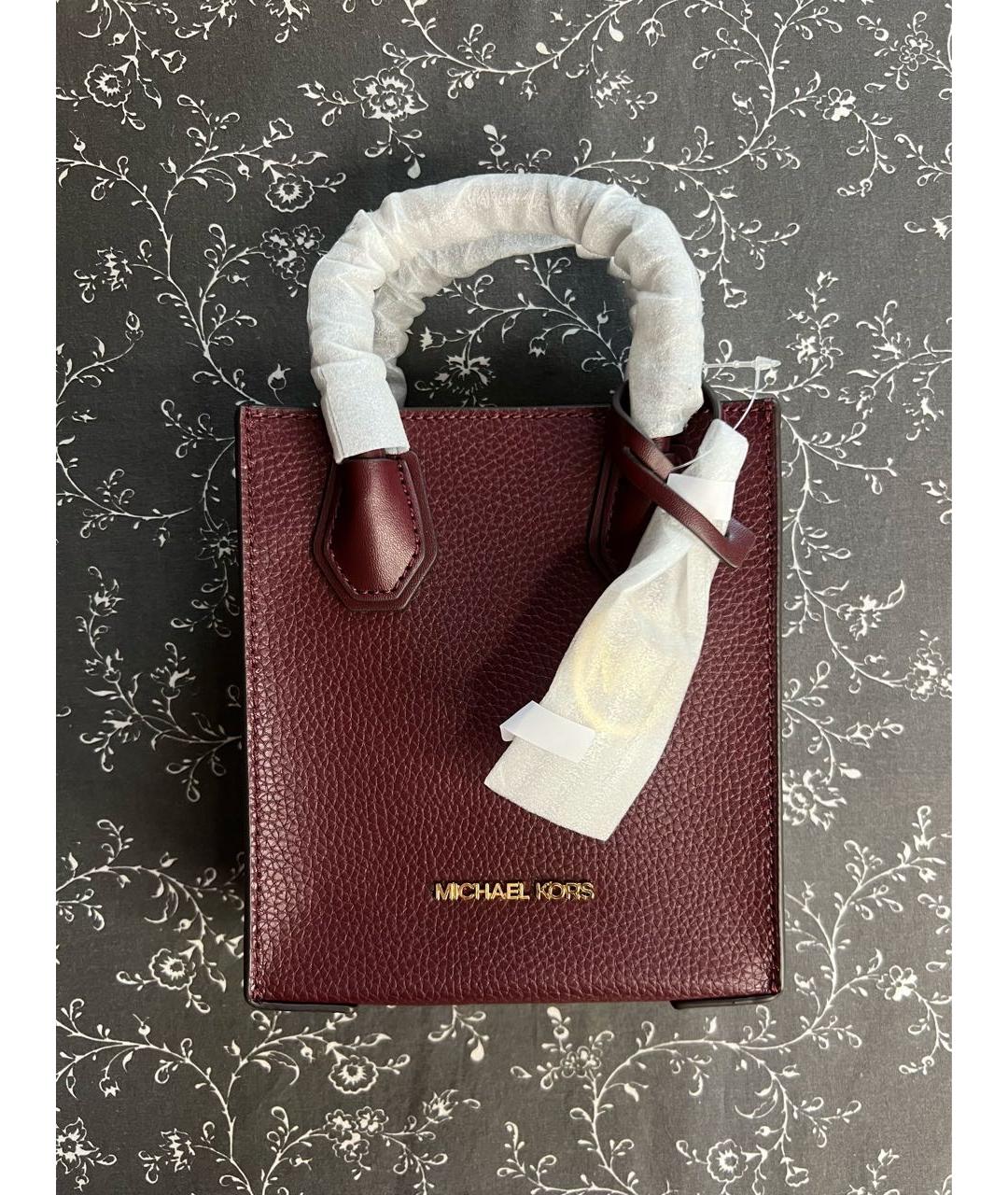 MICHAEL KORS Бордовая кожаная сумка с короткими ручками, фото 9
