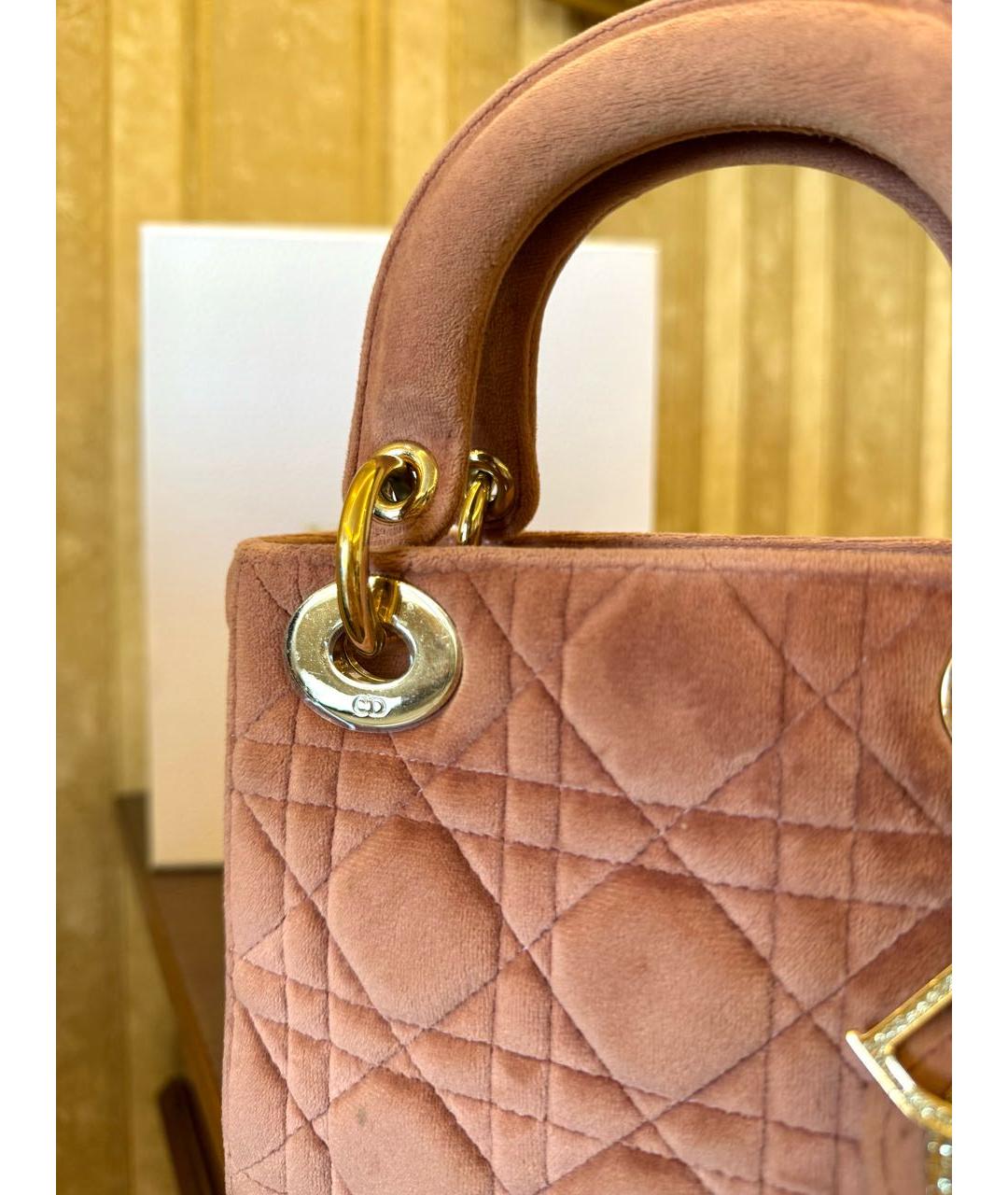 CHRISTIAN DIOR Розовая бархатная сумка с короткими ручками, фото 8