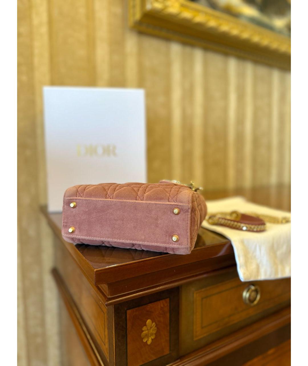 CHRISTIAN DIOR Розовая бархатная сумка с короткими ручками, фото 7