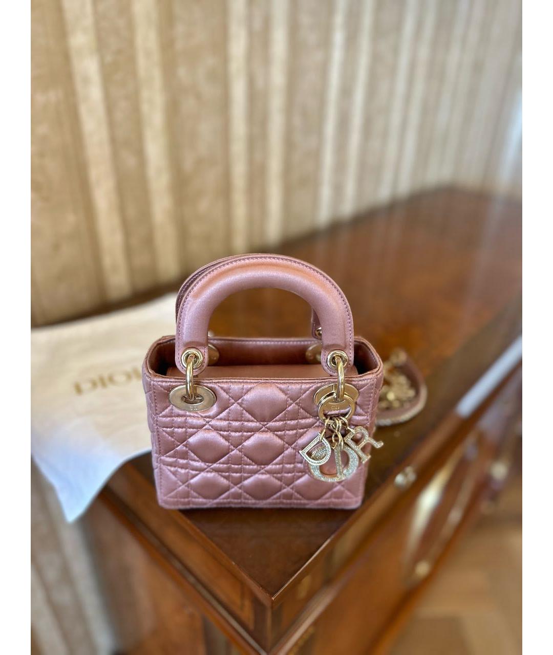 CHRISTIAN DIOR Розовая тканевая сумка с короткими ручками, фото 5