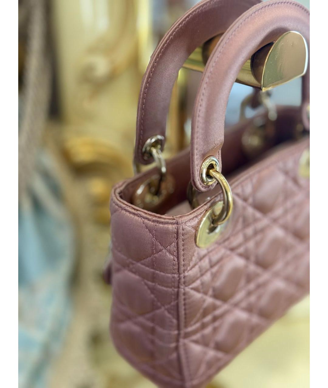 CHRISTIAN DIOR Розовая тканевая сумка с короткими ручками, фото 8