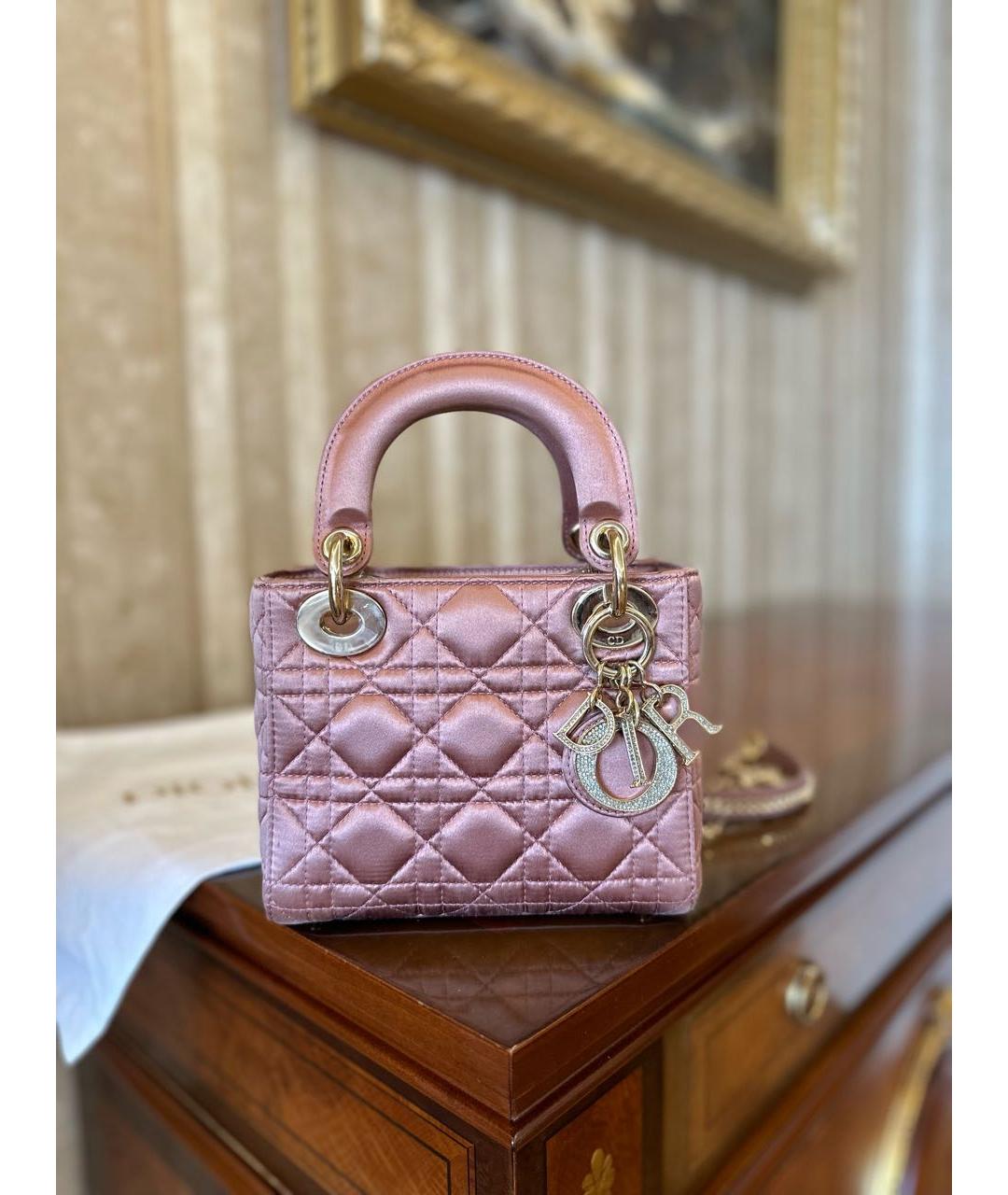 CHRISTIAN DIOR Розовая тканевая сумка с короткими ручками, фото 3