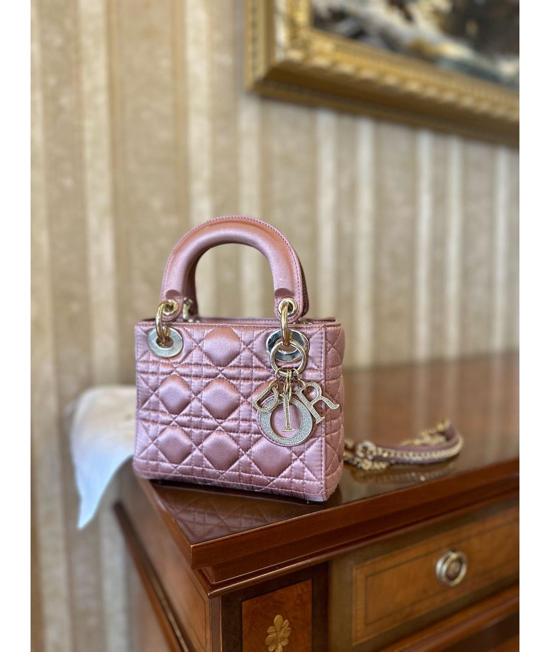 CHRISTIAN DIOR Розовая тканевая сумка с короткими ручками, фото 4