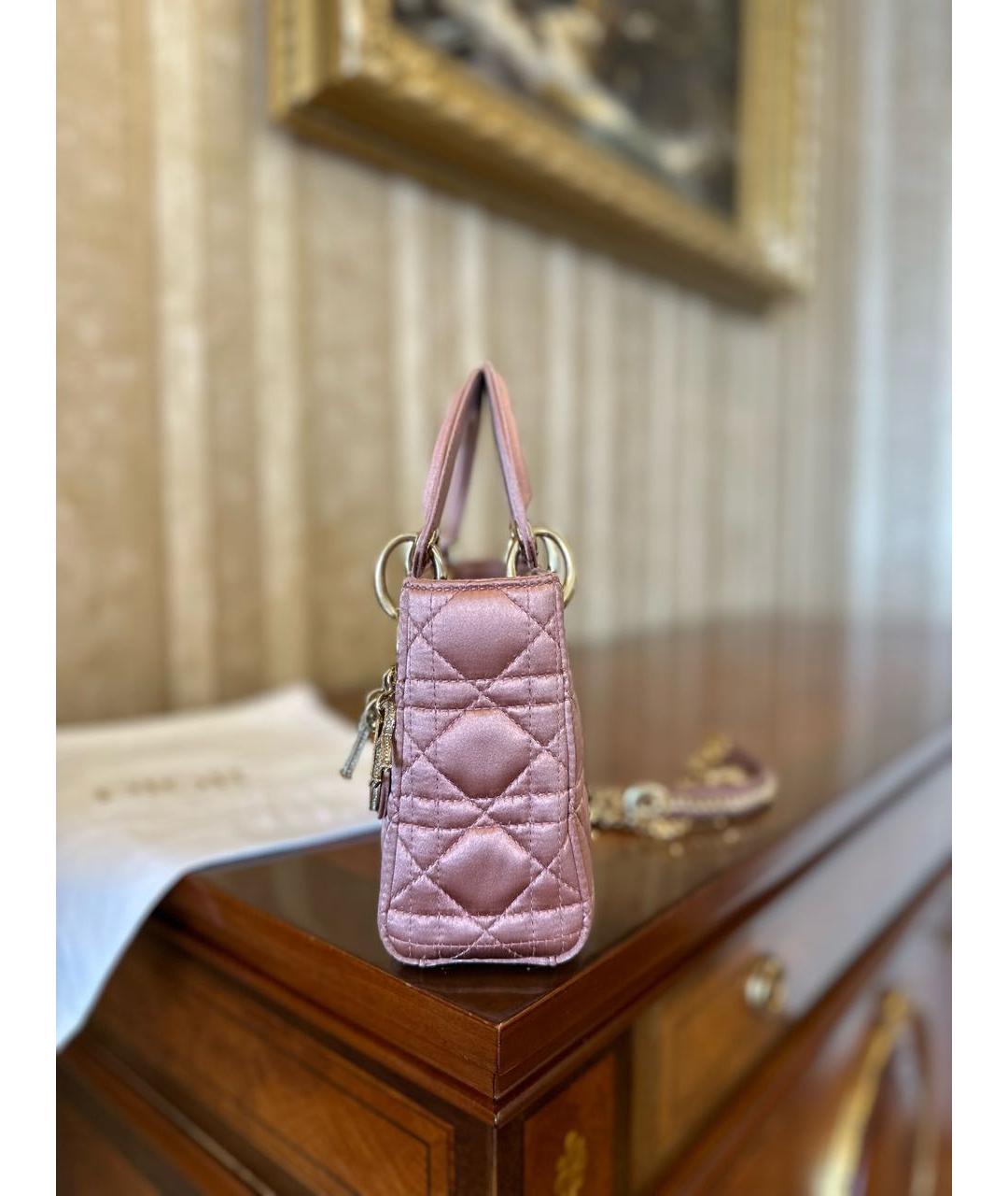 CHRISTIAN DIOR Розовая тканевая сумка с короткими ручками, фото 8