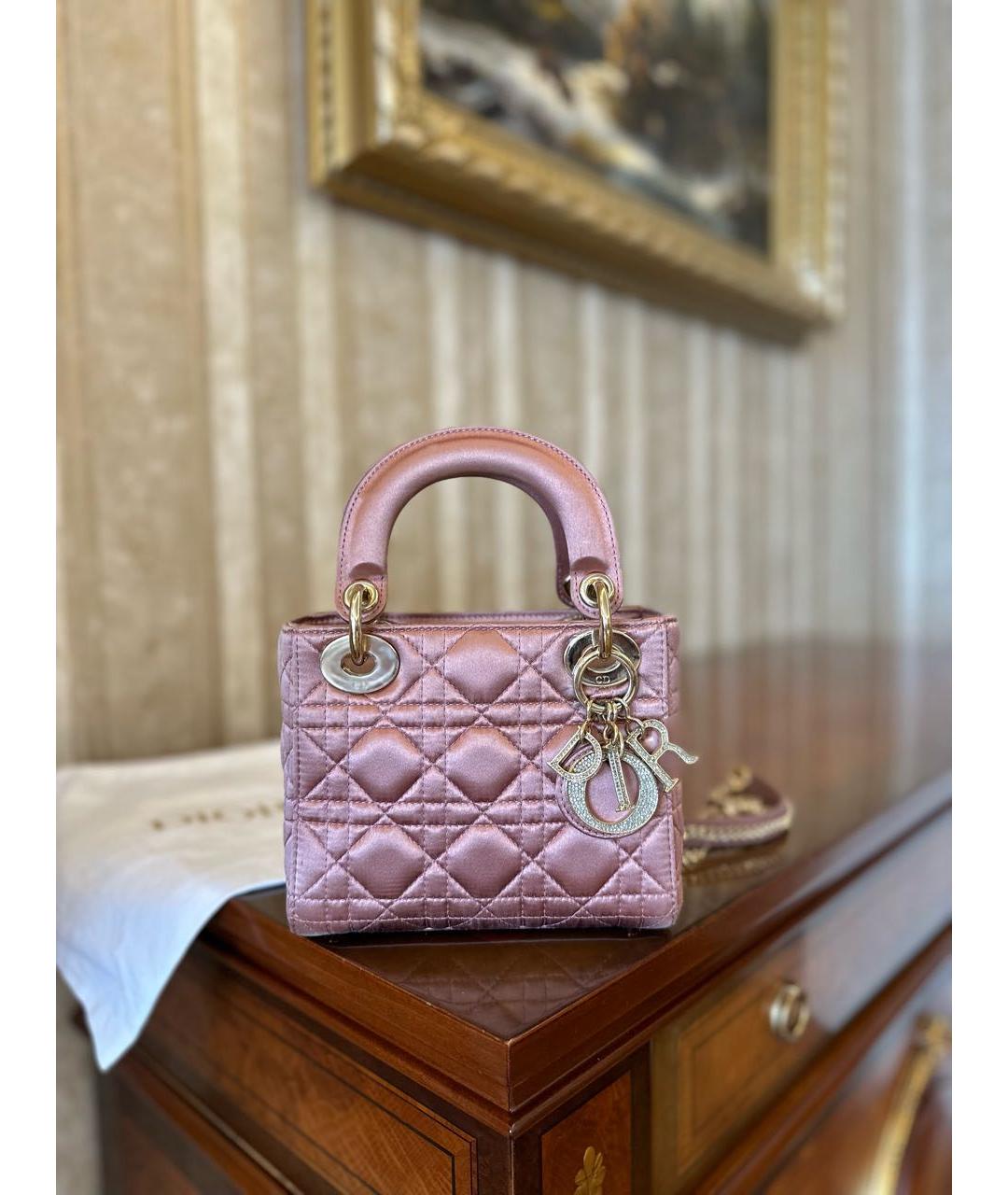 CHRISTIAN DIOR Розовая тканевая сумка с короткими ручками, фото 2