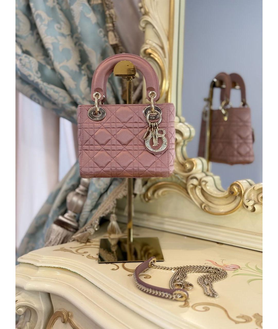 CHRISTIAN DIOR Розовая тканевая сумка с короткими ручками, фото 3