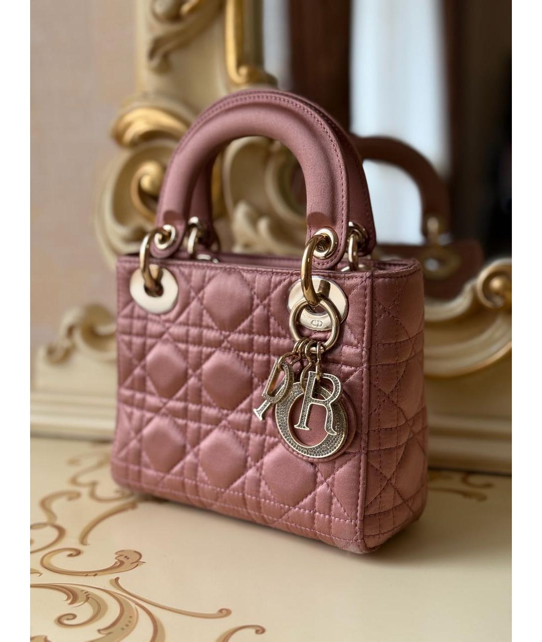 CHRISTIAN DIOR Розовая тканевая сумка с короткими ручками, фото 4