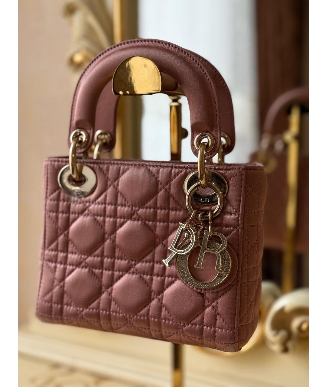 CHRISTIAN DIOR Розовая тканевая сумка с короткими ручками, фото 6