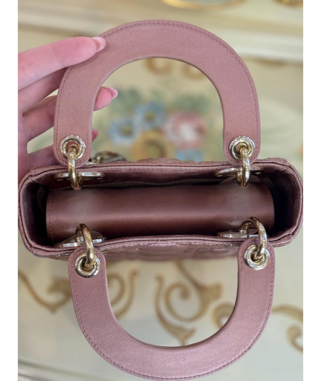 CHRISTIAN DIOR Розовая тканевая сумка с короткими ручками, фото 6