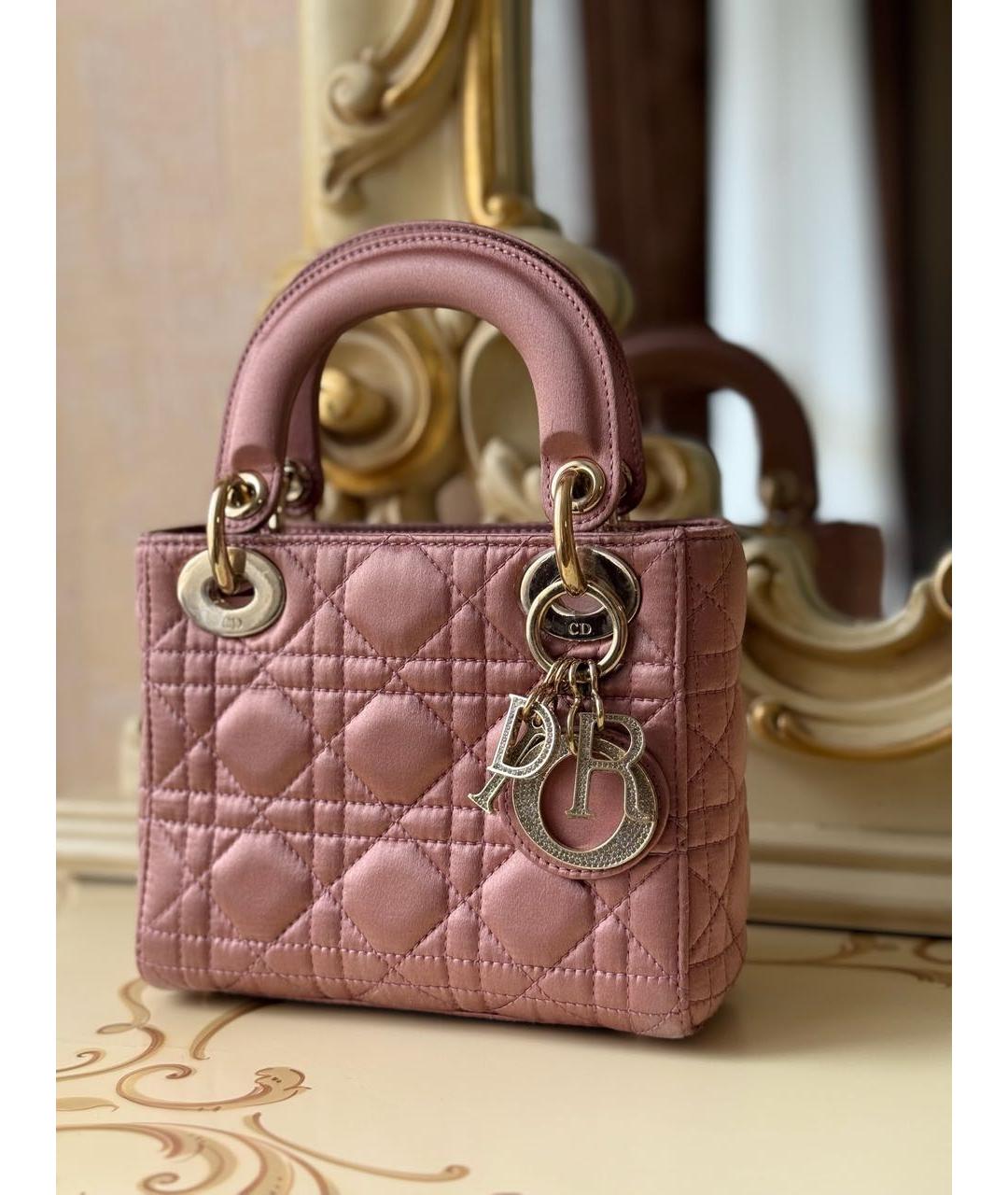 CHRISTIAN DIOR Розовая тканевая сумка с короткими ручками, фото 2