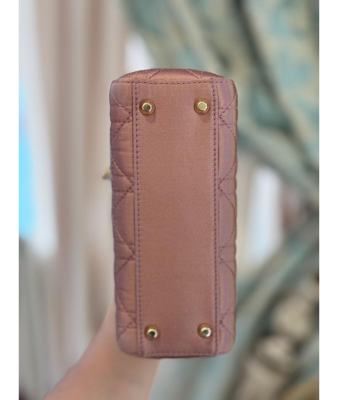 CHRISTIAN DIOR Розовая тканевая сумка с короткими ручками, фото 5