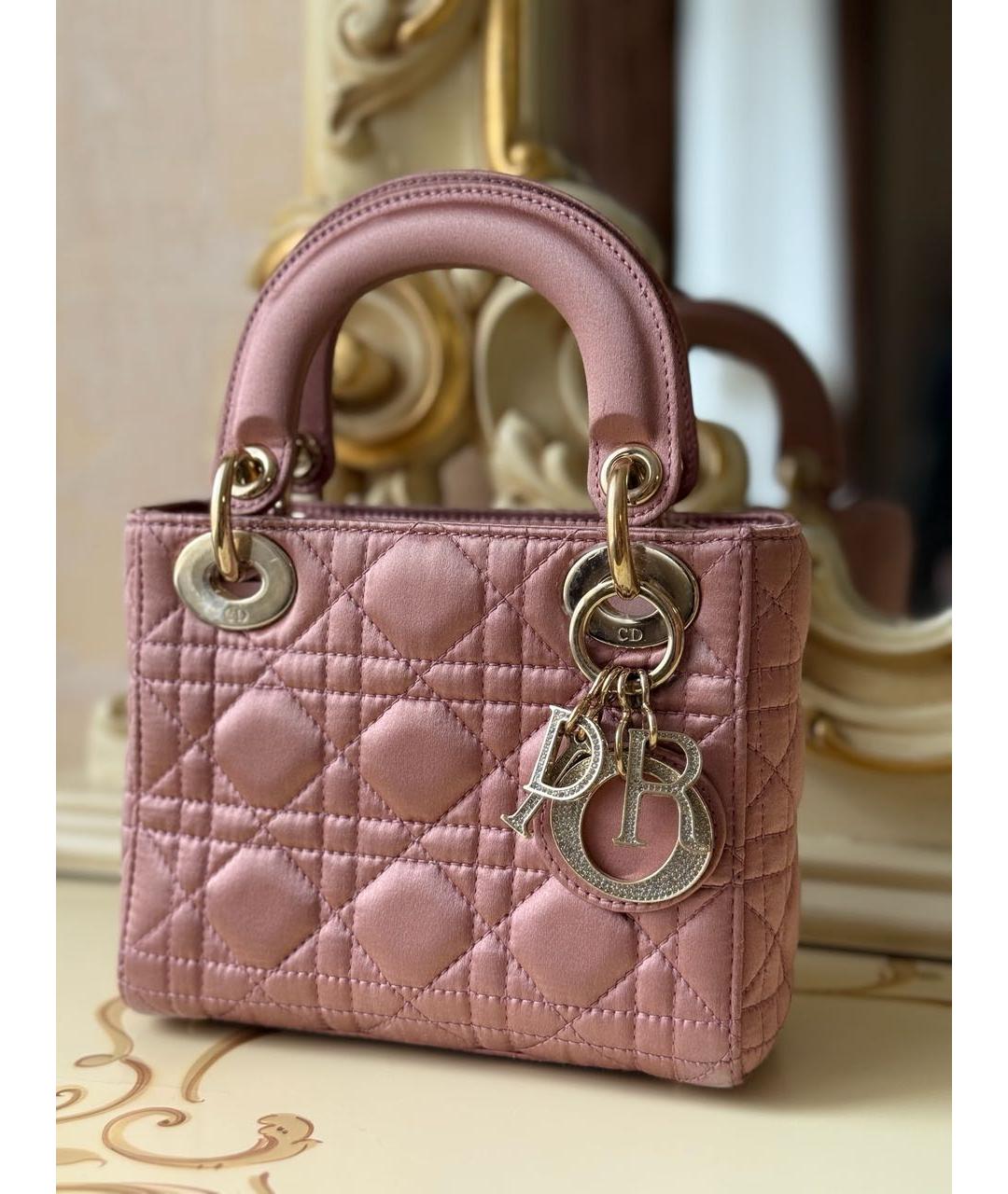CHRISTIAN DIOR Розовая тканевая сумка с короткими ручками, фото 3