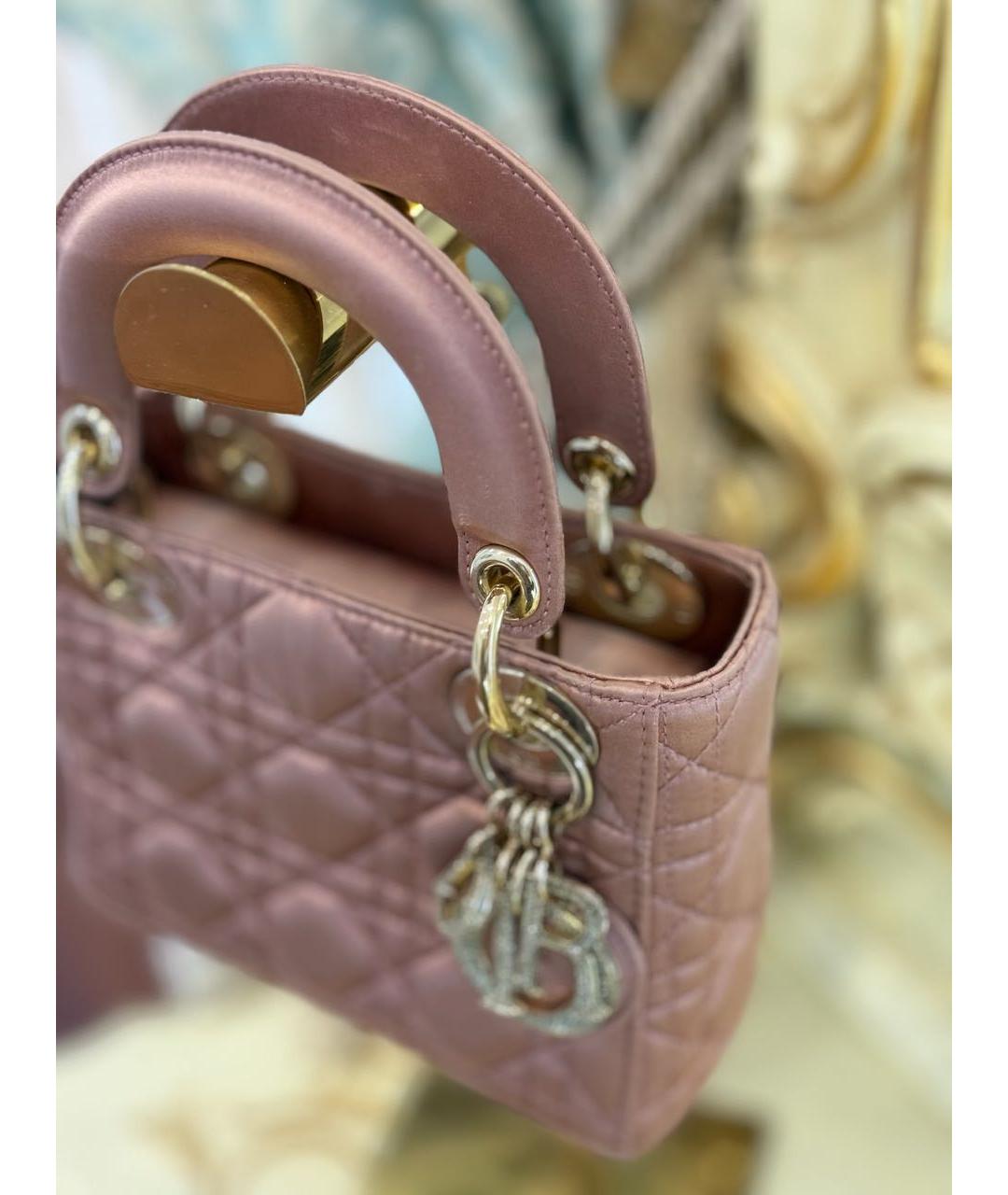 CHRISTIAN DIOR Розовая тканевая сумка с короткими ручками, фото 7