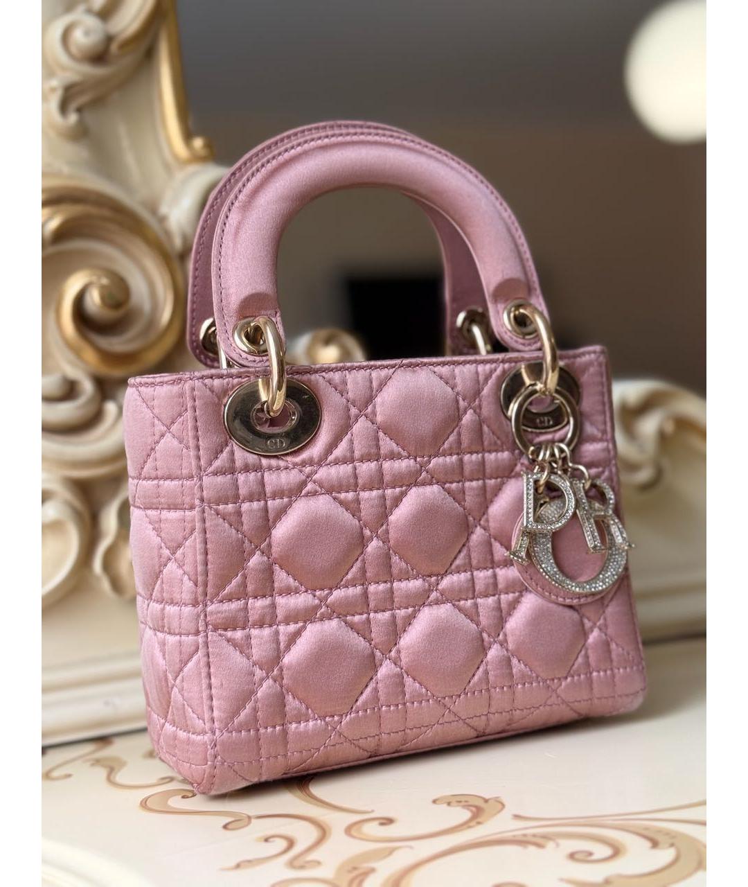 CHRISTIAN DIOR Розовая тканевая сумка с короткими ручками, фото 5