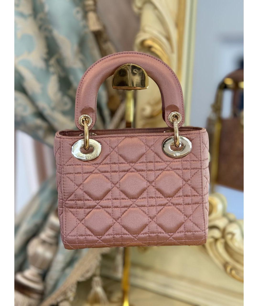 CHRISTIAN DIOR Розовая тканевая сумка с короткими ручками, фото 4