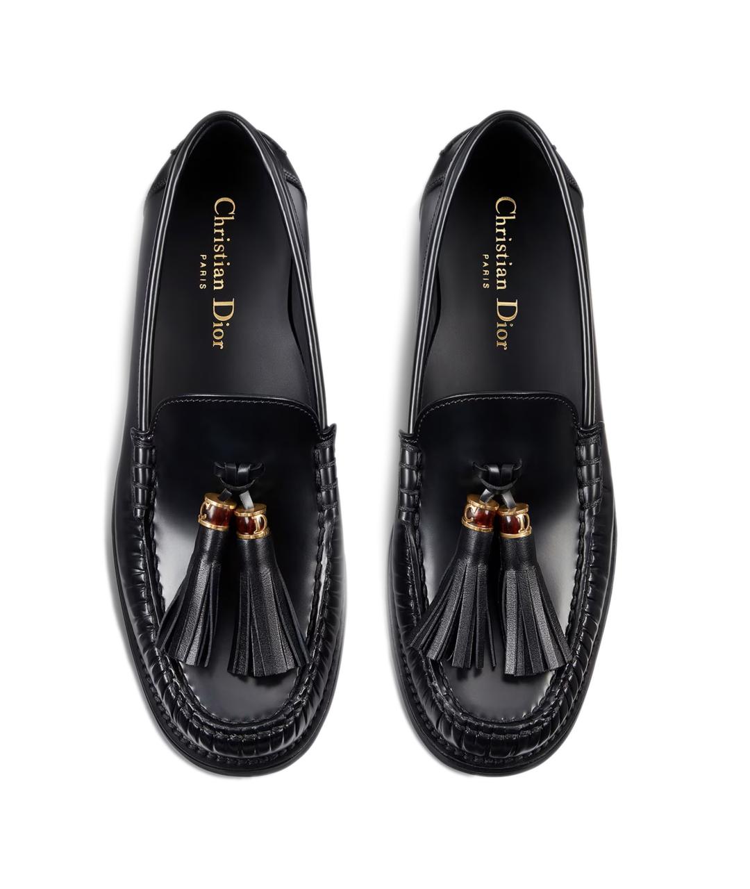 CHRISTIAN DIOR Черные кожаные лоферы, фото 3