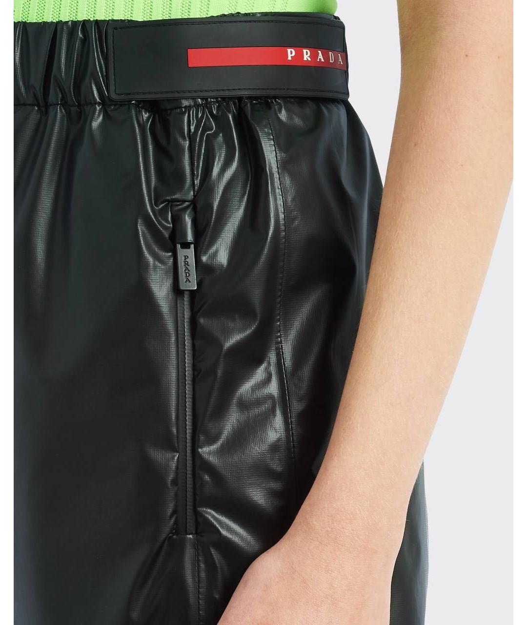 PRADA Черные кожаные брюки узкие, фото 4