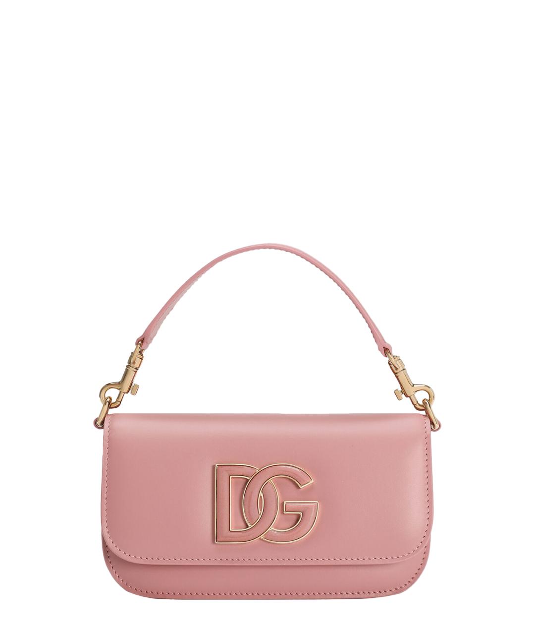 DOLCE&GABBANA Розовая кожаная сумка через плечо, фото 1