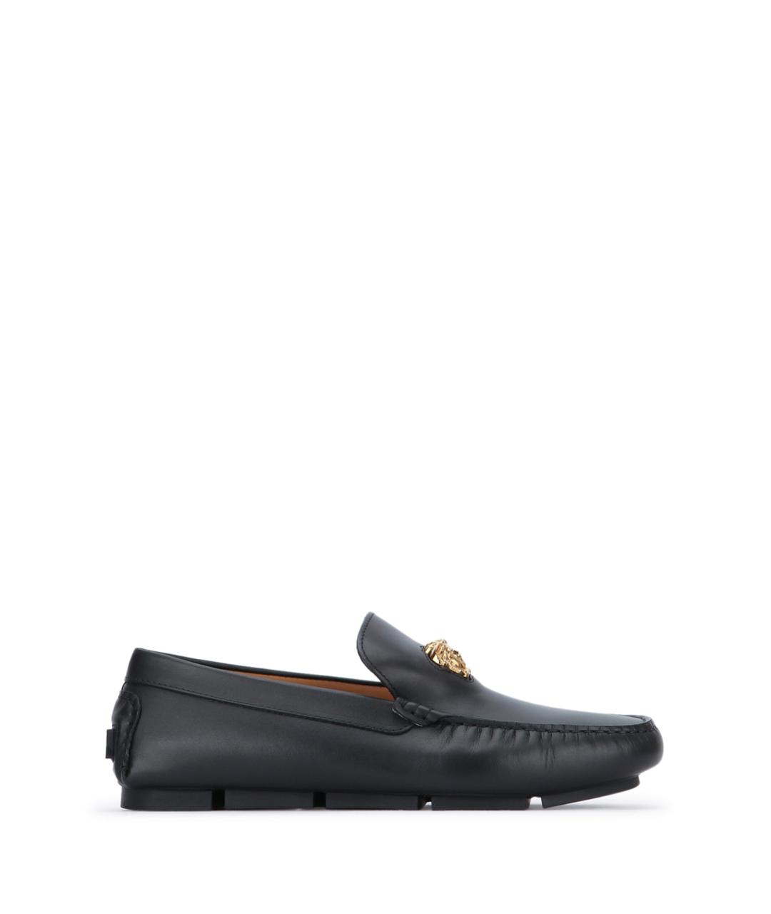 VERSACE Черные кожаные мокасины, фото 1