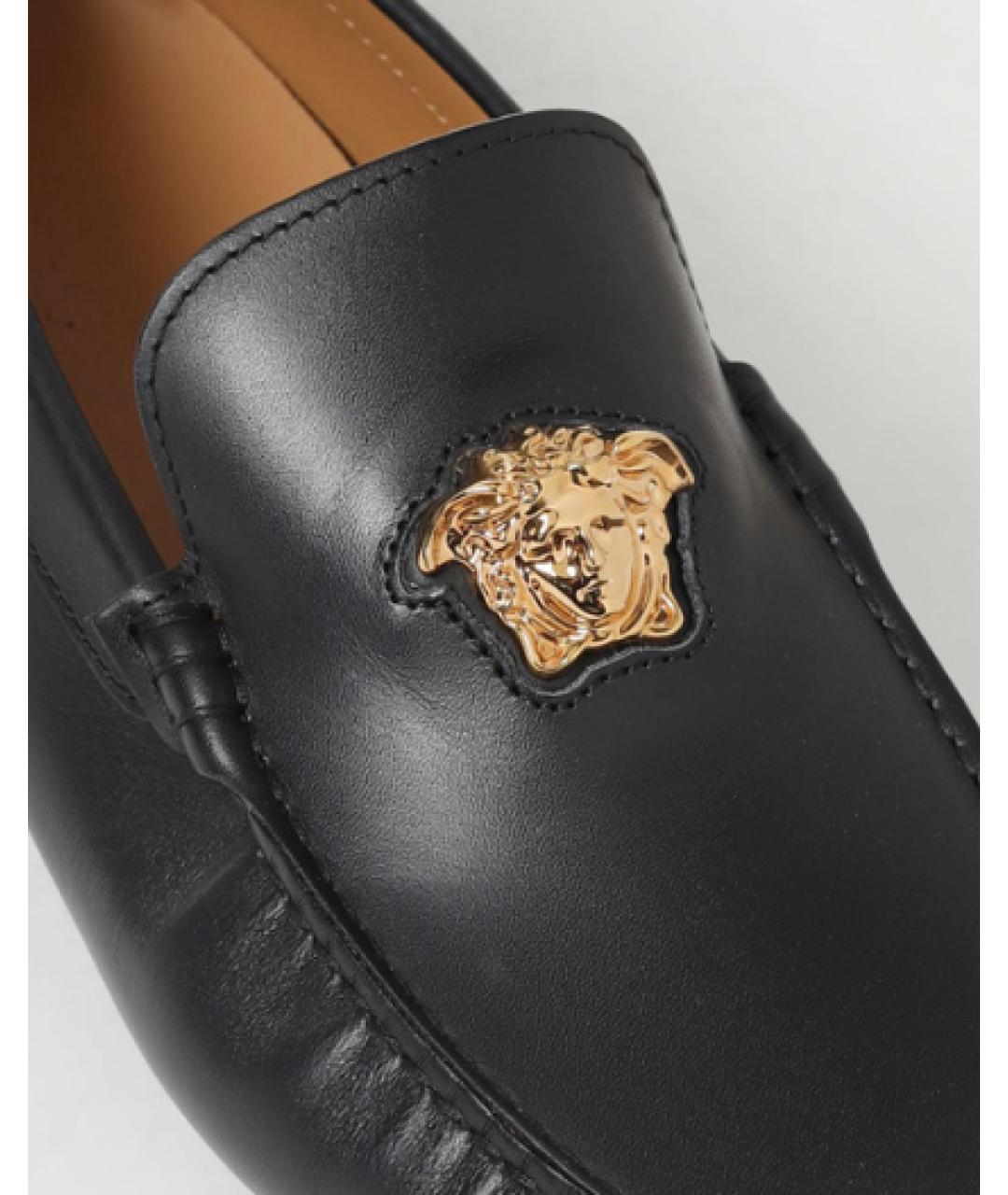 VERSACE Черные кожаные мокасины, фото 4