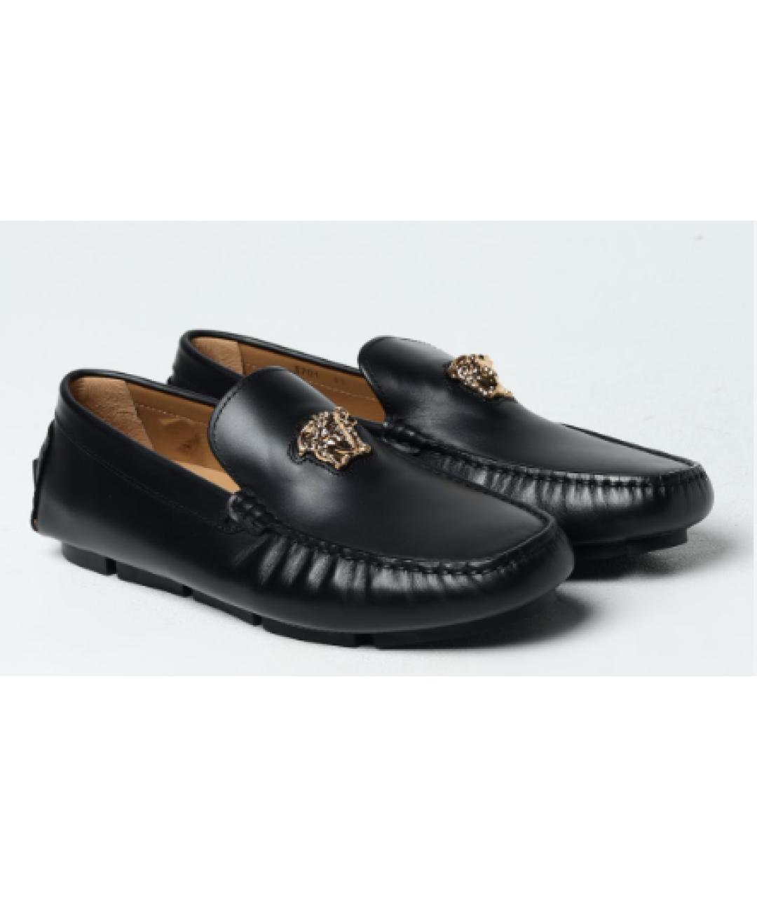 VERSACE Черные кожаные мокасины, фото 5
