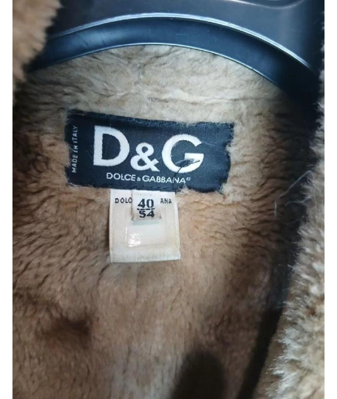 DOLCE&GABBANA Коричневая полиэстеровая дубленка/шуба, фото 3