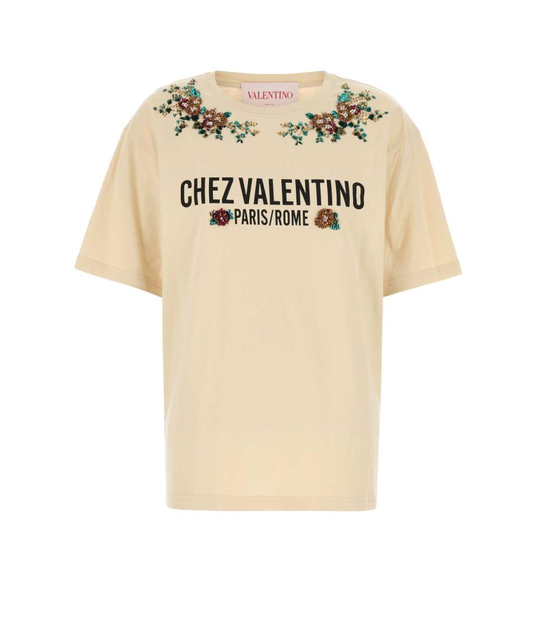 VALENTINO Бежевая хлопковая футболка, фото 1