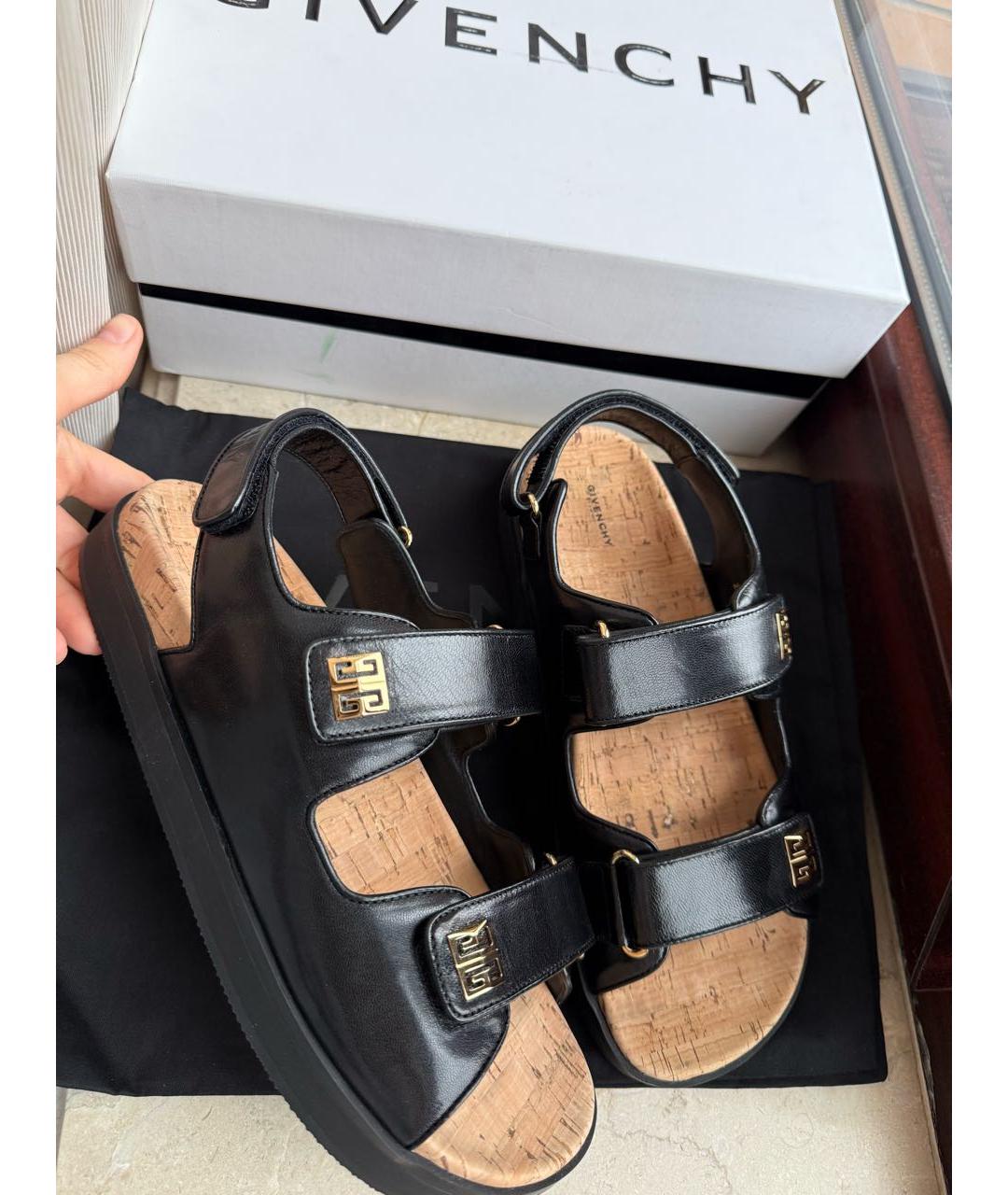 GIVENCHY Черные кожаные сандалии, фото 2