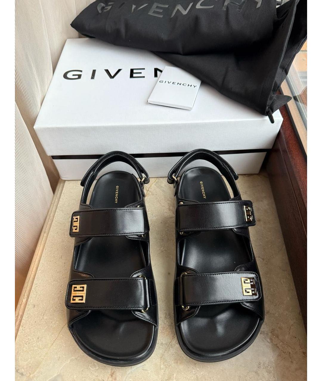 GIVENCHY Черные кожаные сандалии, фото 2