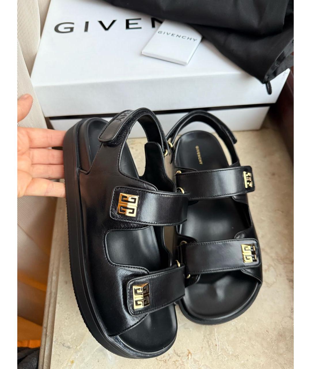 GIVENCHY Черные кожаные сандалии, фото 6
