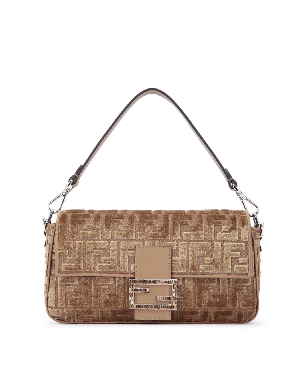 FENDI Коричневая жаккардовая сумка через плечо, фото 1