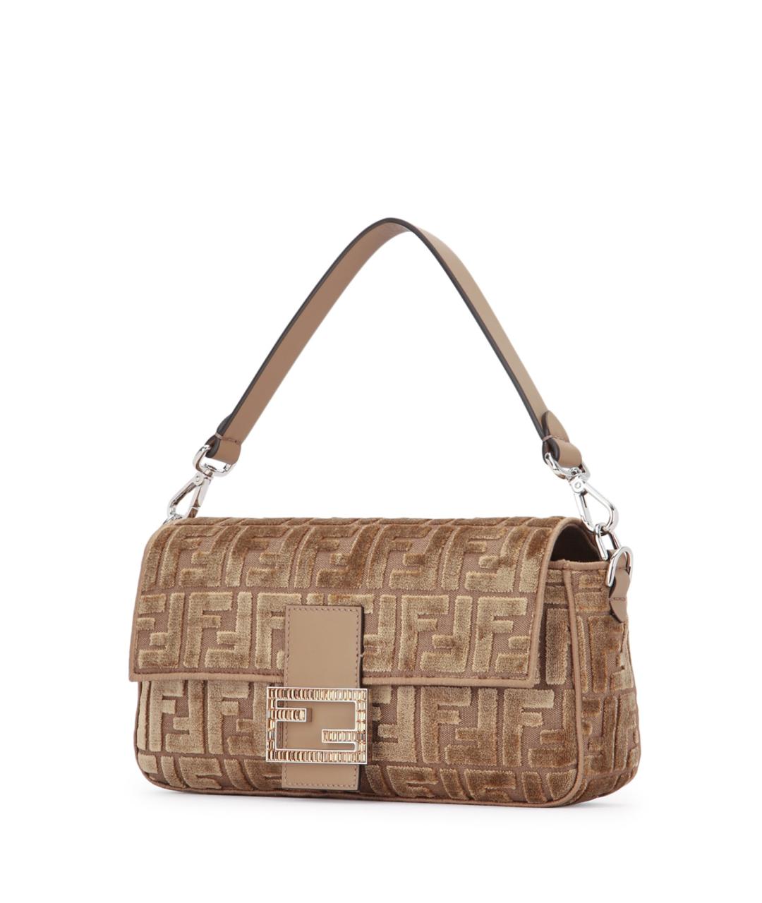 FENDI Коричневая жаккардовая сумка через плечо, фото 2