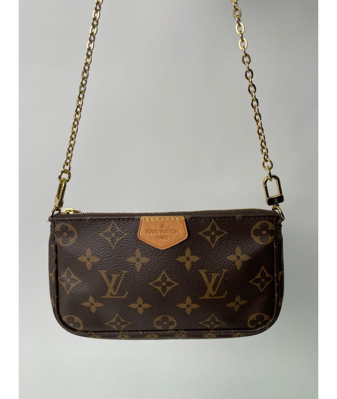 LOUIS VUITTON Коричневая кожаная сумка через плечо, фото 8