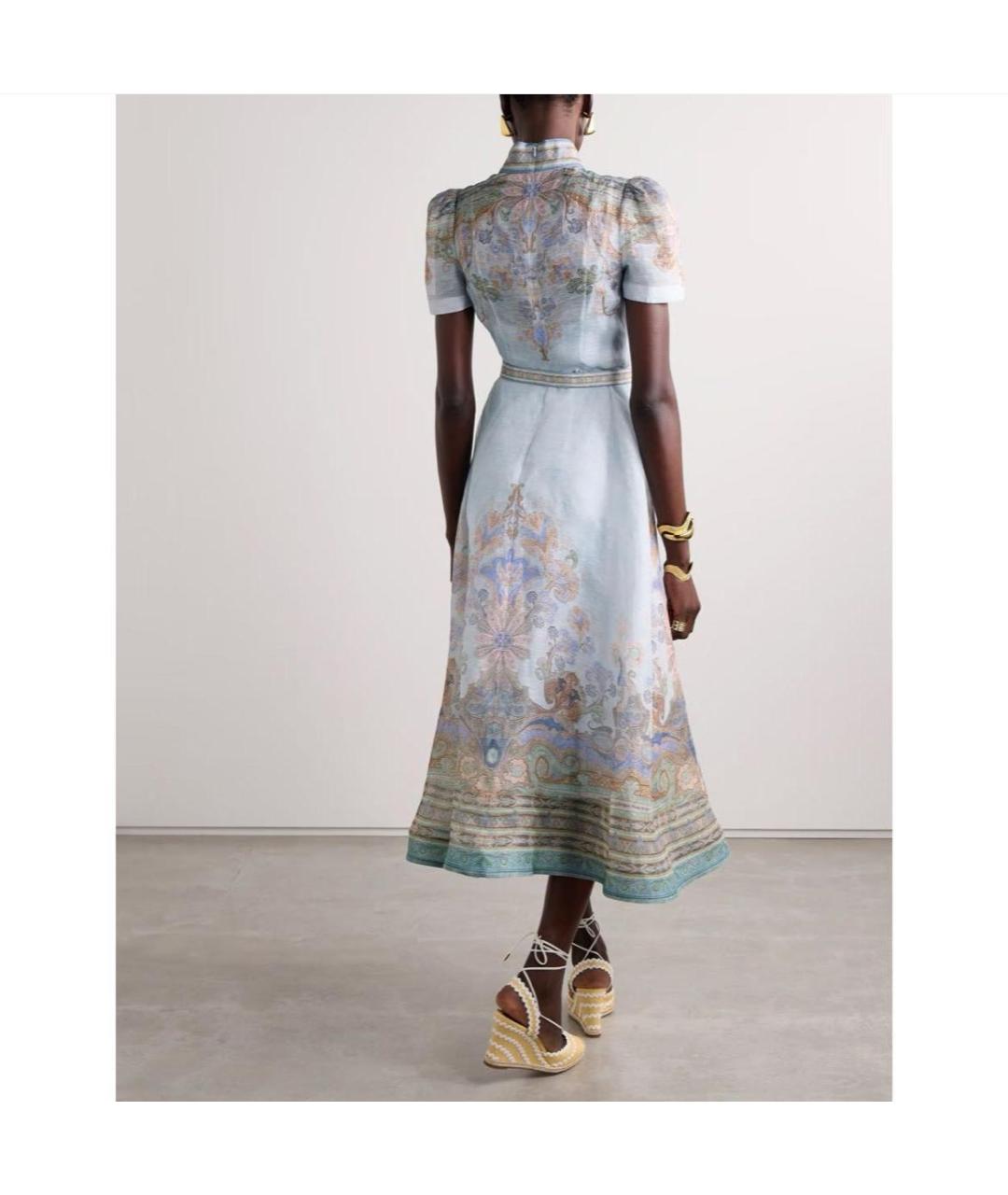 ZIMMERMANN Голубое льняное коктейльное платье, фото 3