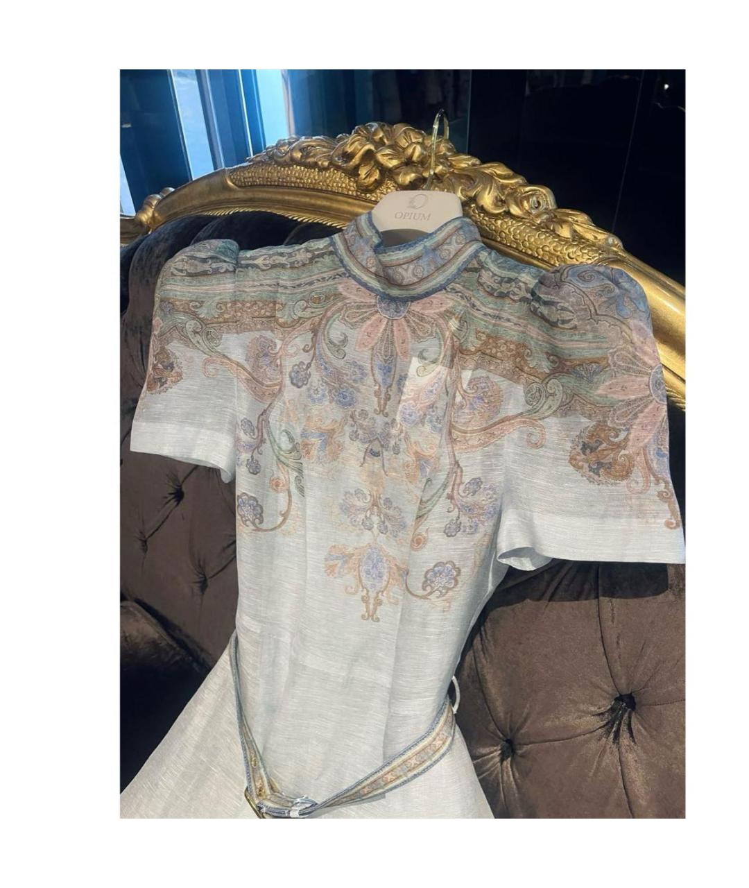 ZIMMERMANN Голубое льняное коктейльное платье, фото 4