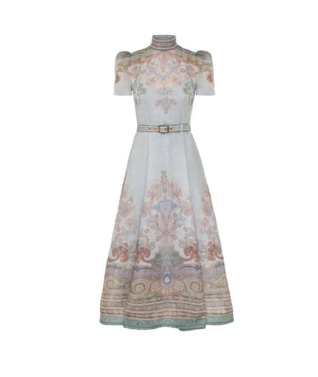 ZIMMERMANN Голубое льняное коктейльное платье, фото 1