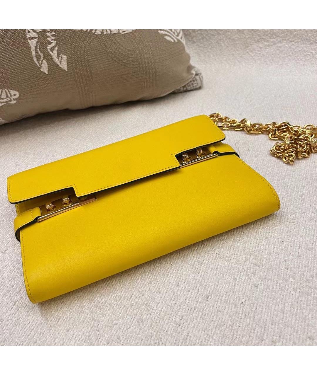 DELVAUX Желтая кожаная сумка через плечо, фото 6