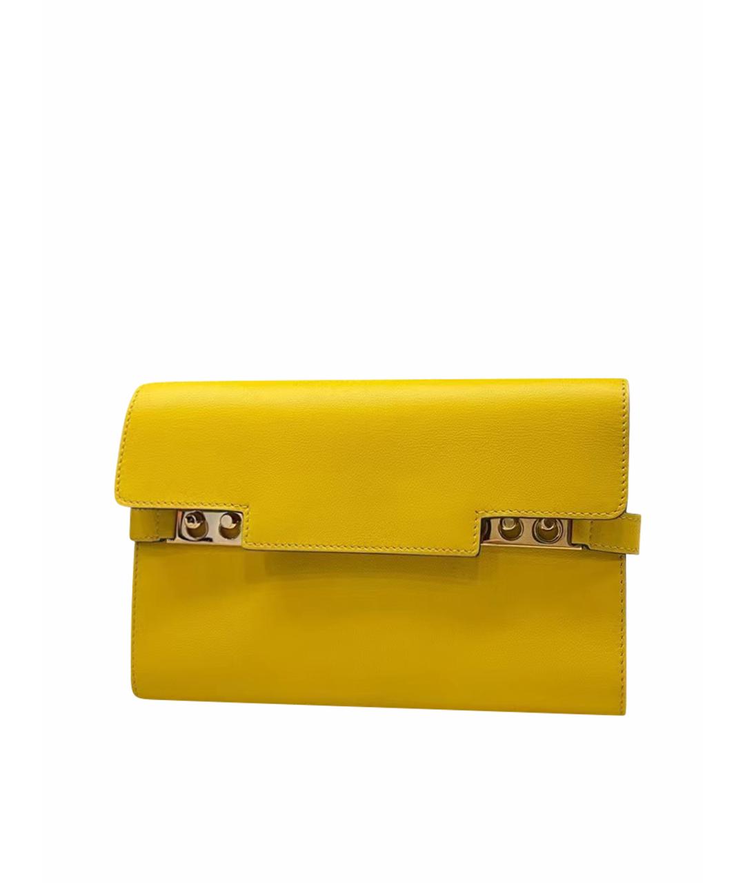DELVAUX Желтая кожаная сумка через плечо, фото 1