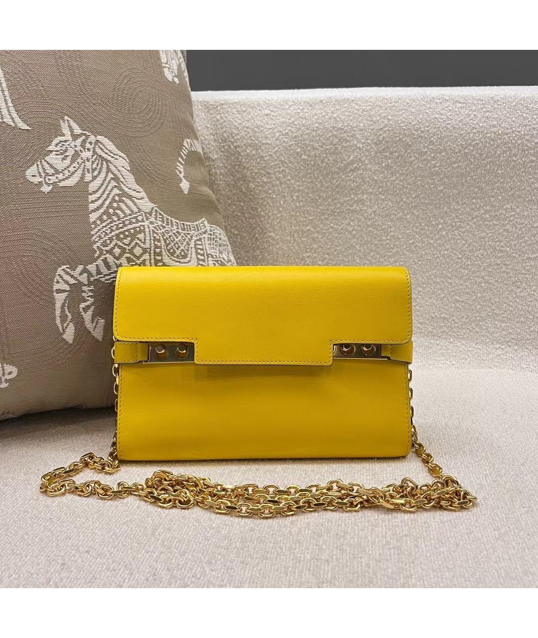 DELVAUX Желтая кожаная сумка через плечо, фото 2