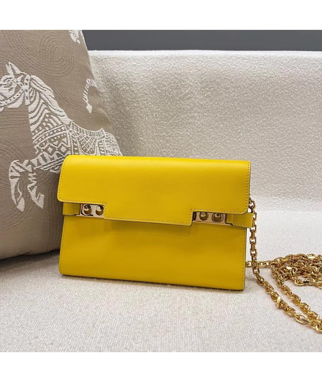 DELVAUX Желтая кожаная сумка через плечо, фото 3