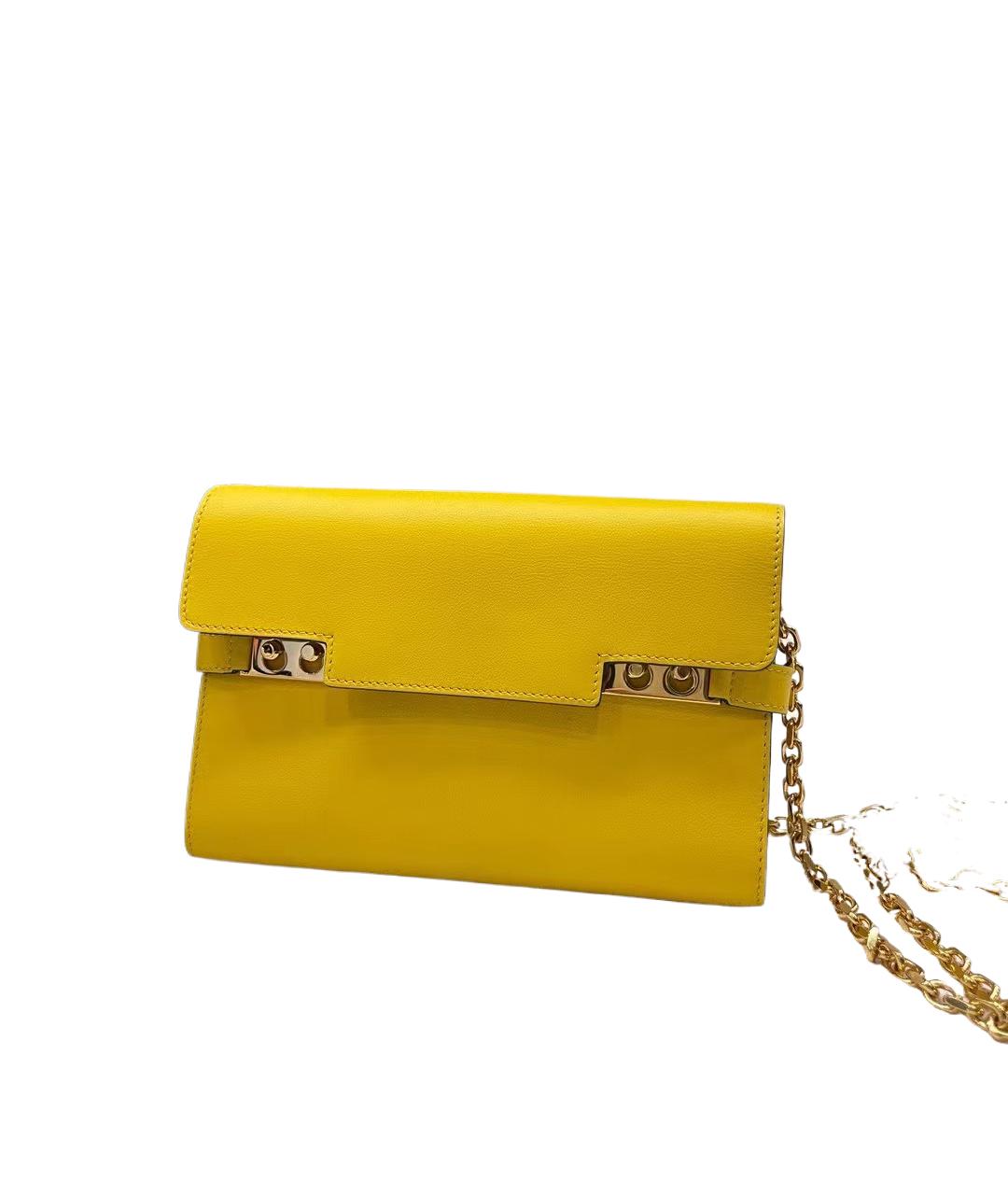 DELVAUX Желтая кожаная сумка через плечо, фото 10
