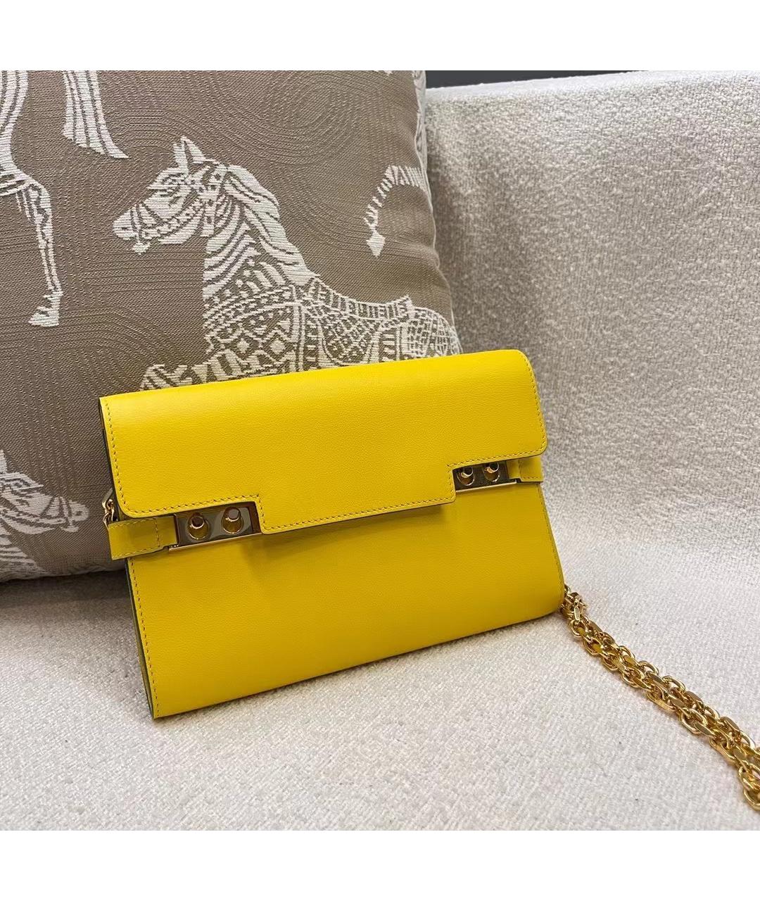DELVAUX Желтая кожаная сумка через плечо, фото 4