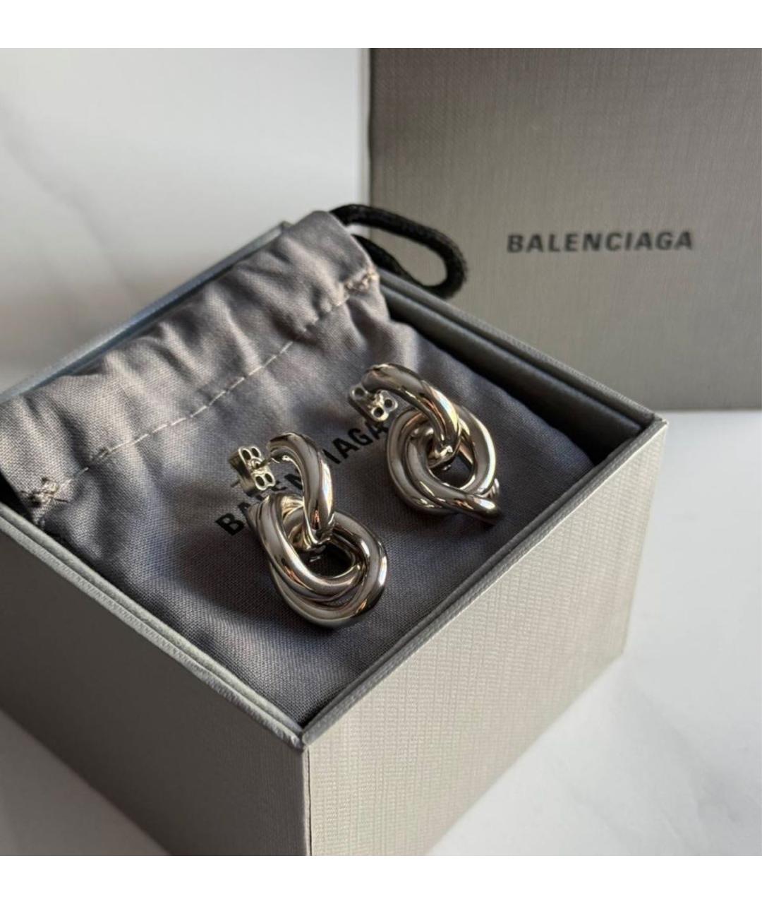 BALENCIAGA Серебряные металлические серьги, фото 4