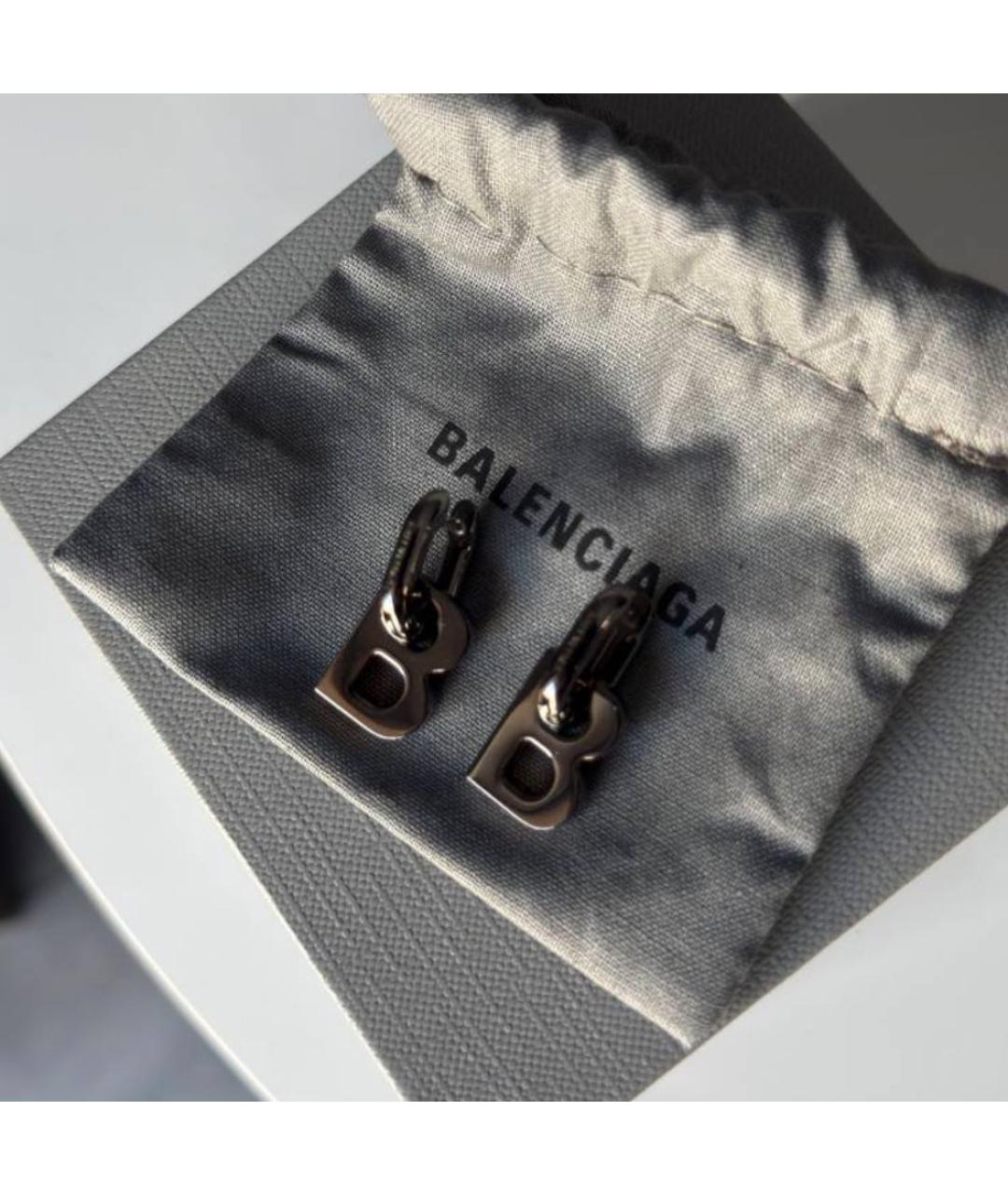 BALENCIAGA Серебряные металлические серьги, фото 3