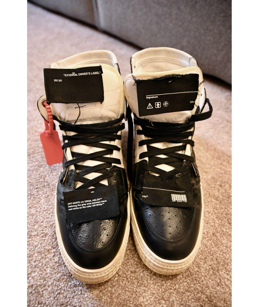 OFF-WHITE Черные кожаные высокие кроссовки / кеды, фото 2