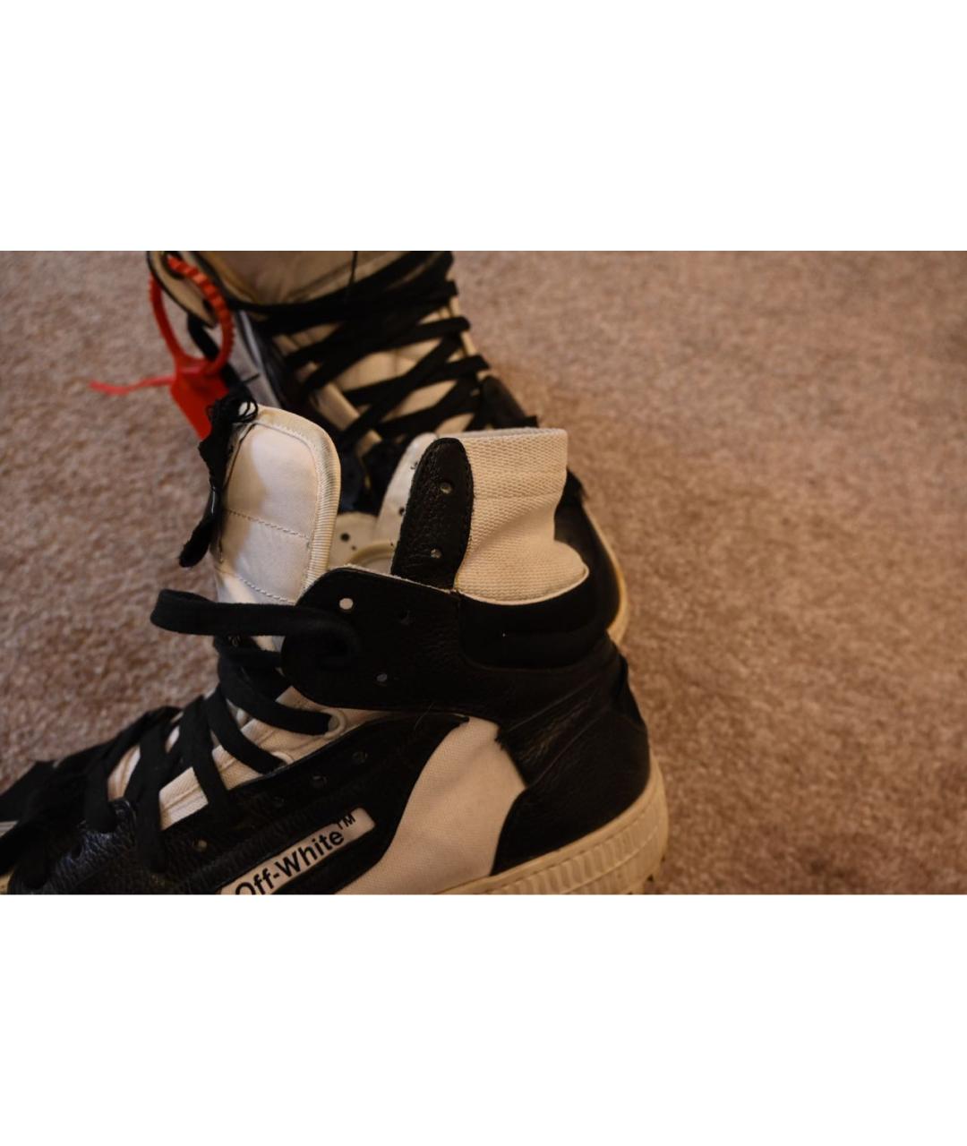 OFF-WHITE Черные кожаные высокие кроссовки / кеды, фото 6